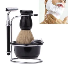 5 шт. мужской бритвенный набор держатель для бритья+ бритва+ мыльница+ Барсук щетка сухой влажный мужской инструмент для чистки лица