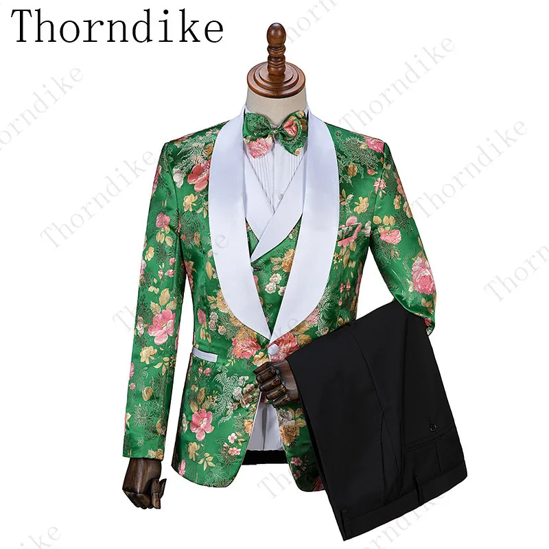 

Thorndike Wedding dress men blazer 3pieces/Sets Jacket+pants+vest Tuxedo suit male blazers for men clothes suit jacket Floral