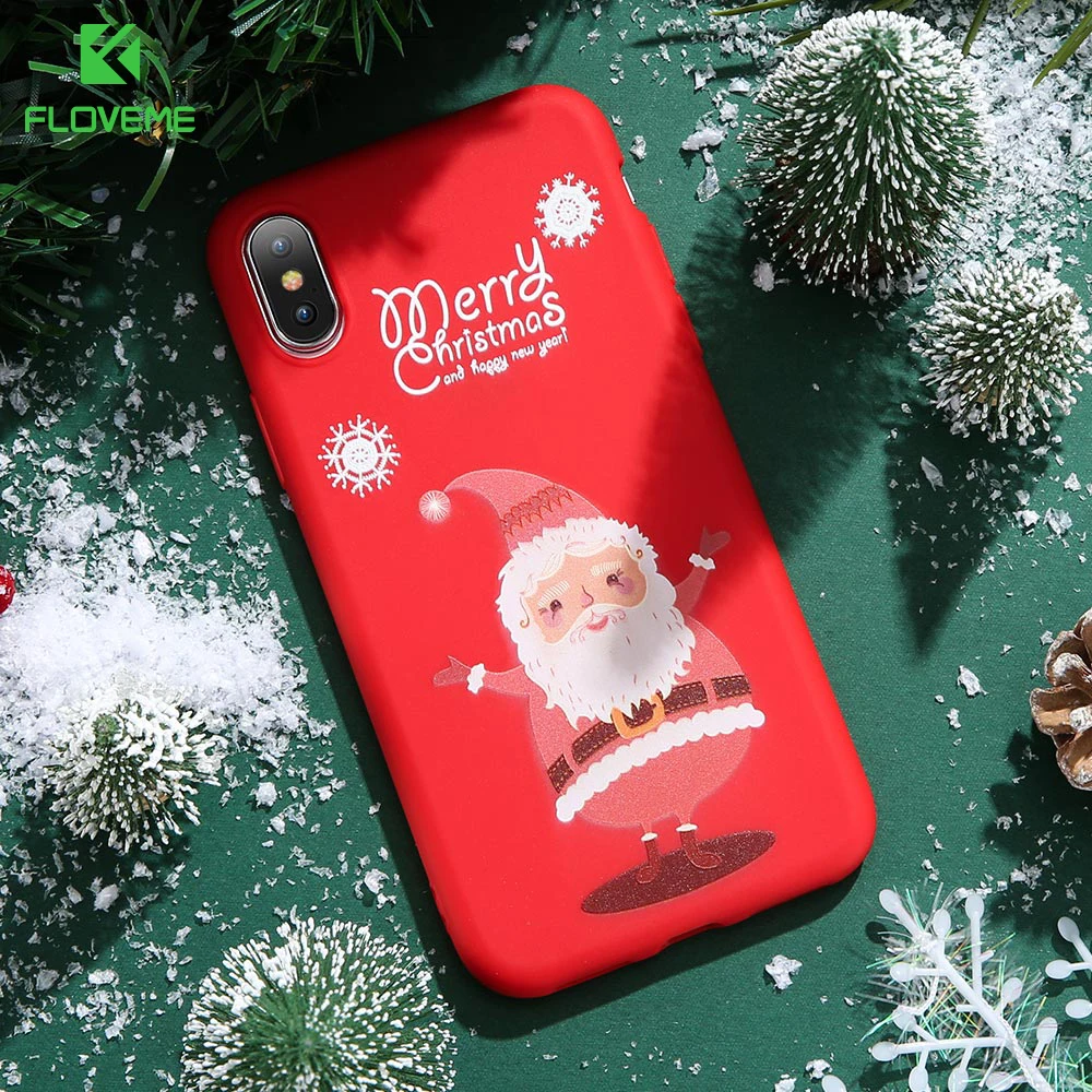 FLOVEME Рождественский чехол для телефона iPhone 7 plus 8 6 6s Мягкий 5s X XS MAX SE Чехлы милый