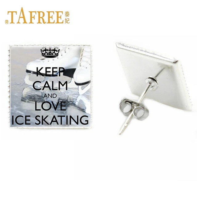 Aliexpress Tafree Charm Fashion Handmade Gl Gem Women Tafree Charm Fashion Handmade Gl Gem Women Stud Earrings Keep Calm And Love Ice Skating