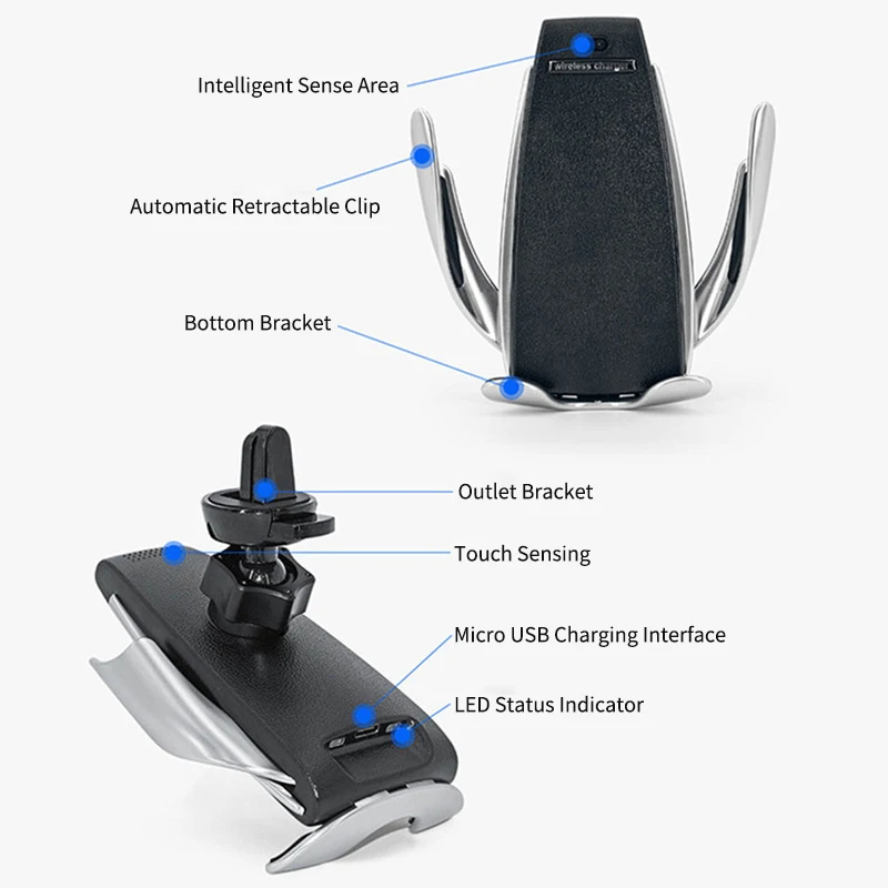 Automatic Clamping Wireless Car Charger 10W Smart Sensor Car Phone Holder Wireless Charger for Samsung S10 iPhone Xs Xiaomi Mi 9