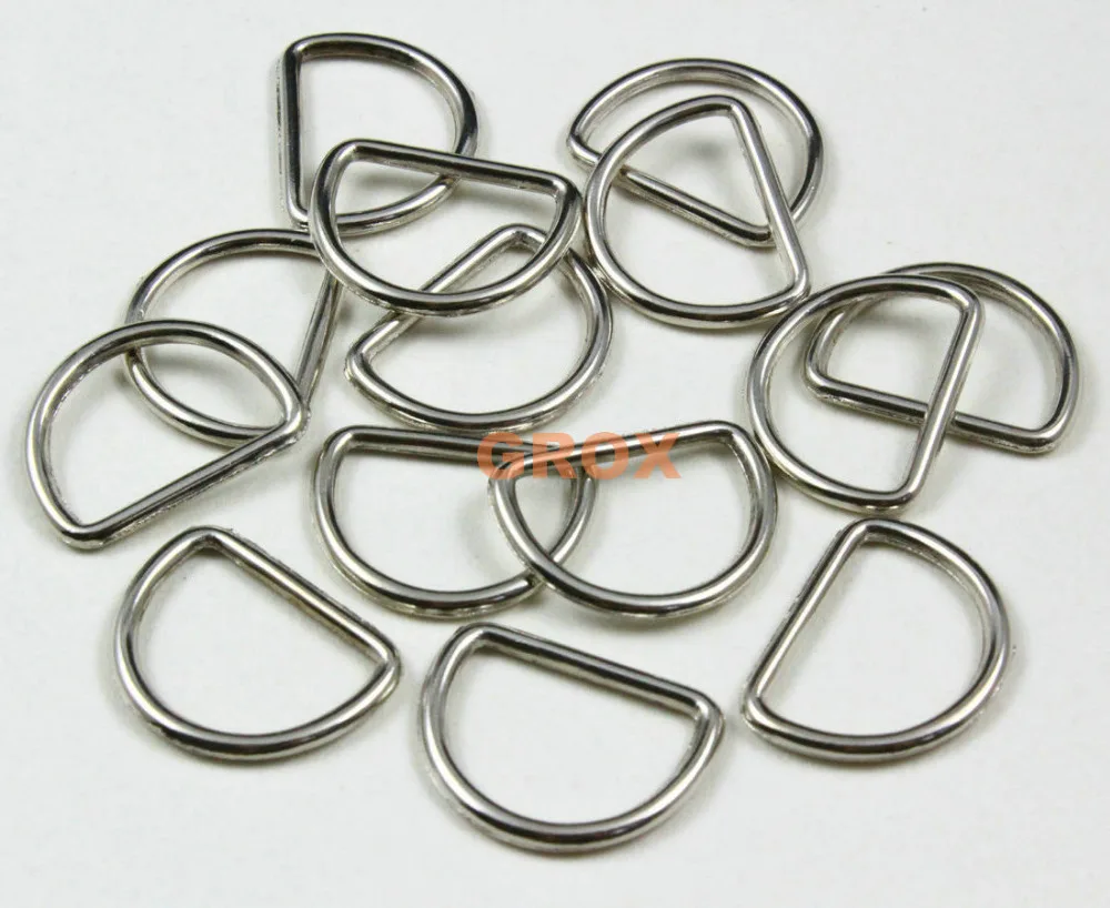 

100 Pieces 17.5mm Nickel Color Welded Metal D Ring Purse Bag Dee Ring
