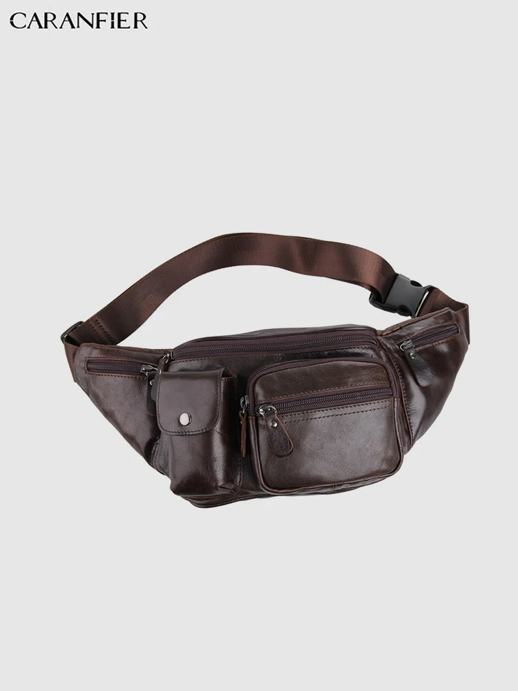 Мужские нагрудные сумки CARANFIER винтажные дорожные Поясные Сумки из натуральной