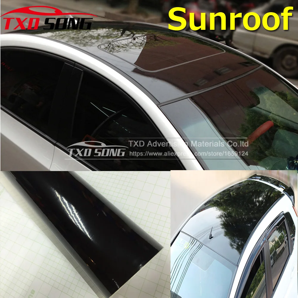 

Free shipping car sunroof film High glossy car sunroof car sticker with air free bubbles 1.35*5m/ROLL with high quality