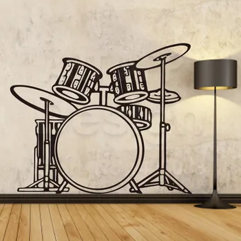 

Art design home decoration cheap vinyl drum-kit wall sticker removable house decor colorful musical drum set decals in rooms