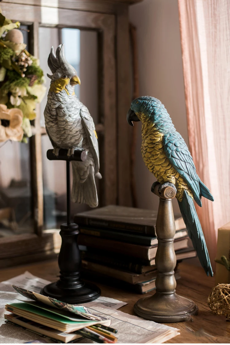 Американский смолы Ювелирное Украшение с изображением попугая, настольное украшение сада для дома и сада Ремесленная исследование птица украшения подарок