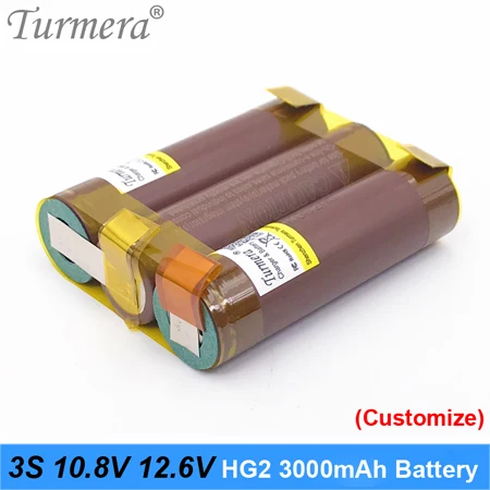 Аккумулятор Turmera 18650 hg2 3000mAh vtc6 ncr18650b 3400mah аккумулятор для 3s 12,6 v 4S 16,8 v отвертка аккумуляторная батарея Настройка n9 - Цвет: 3S 10.8V 12.6V HG2