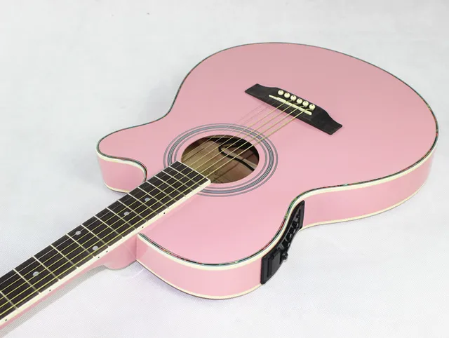 Best price at $138 Cheap Pink color guitars 40-43 40 inch high quality Electric Acoustic Guitar Rosewood Fingerboard guitarra with guitar strings