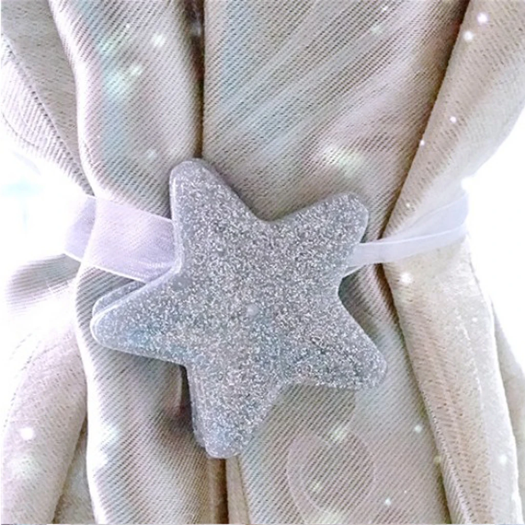 4Pieces Curtain Tiebacks Magnetic Tie Back Holdbacks Window Decoration Star