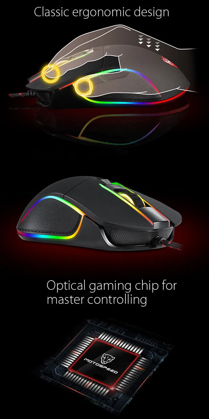 Высокое качество для Motospeed бренд V30 3500 dpi 6 кнопок дышащая светодиодный Проводная оптическая игровая мышь для PC Gamer