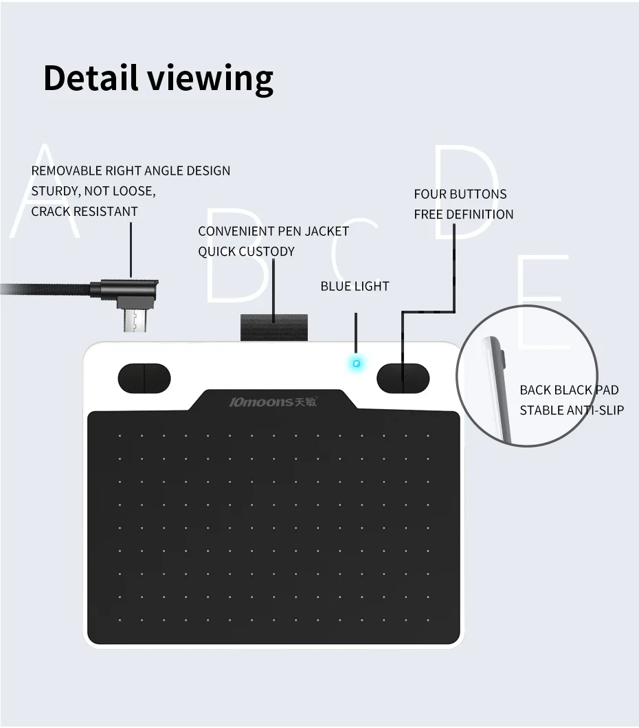 10moons T503 ультра-светильник, графический планшет, микро USB, цифровой планшет, 8192 уровней, планшет для рисования, нет необходимости в зарядке, ручка