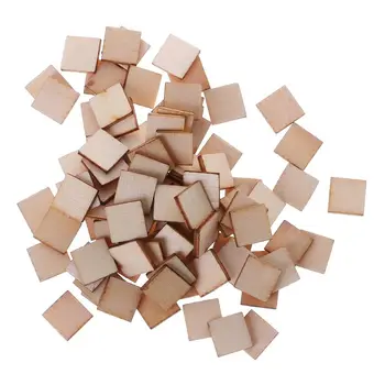 

100pcs Laser Cut Wood Square Embellishment Wooden Shape Craft Wedding Decor #314
