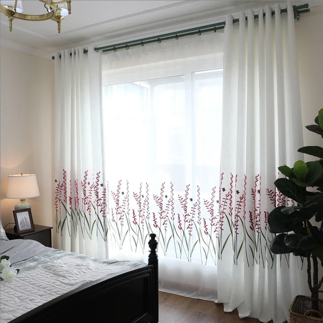 Cotton Linen Embroidered Lavender Curtains For Living Room Tulle Cotton Linen Embroidered Lavender Curtains For Living Room Tulle Kitchen Windows Bedroom Past