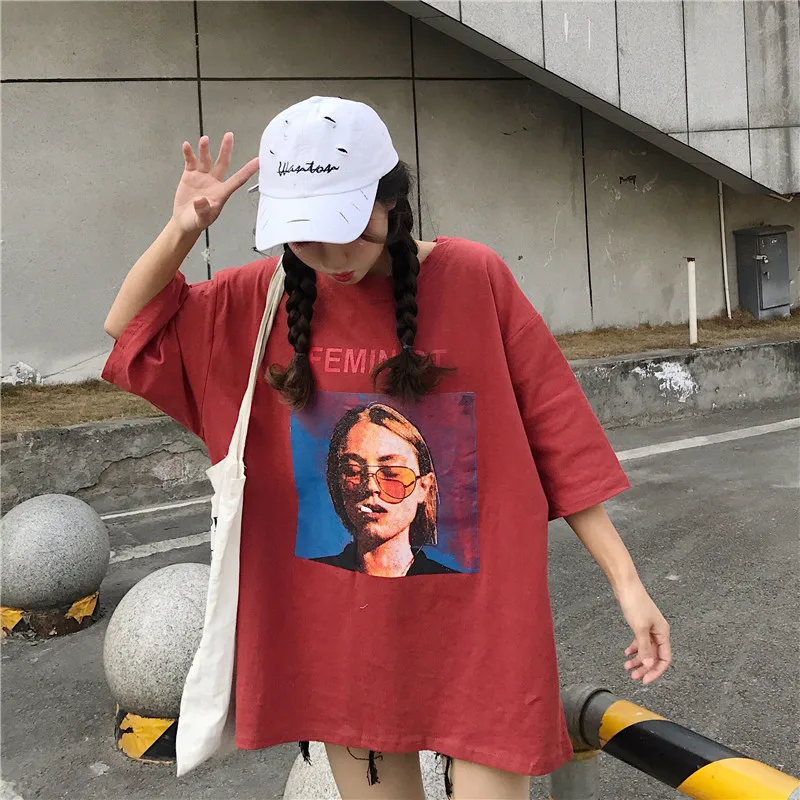 Свободная футболка размера плюс и выше размера d, крутая футболка с графическим буквенным принтом, Длинный топ в Корейском стиле Harajuku Ulzzanggirl, уличная футболка