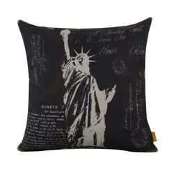 LINKWELL 45x45 см Ретро Черный Нью Йорк Статуя Свободы США Чехлы для подушек пледы наволочка слова письмо