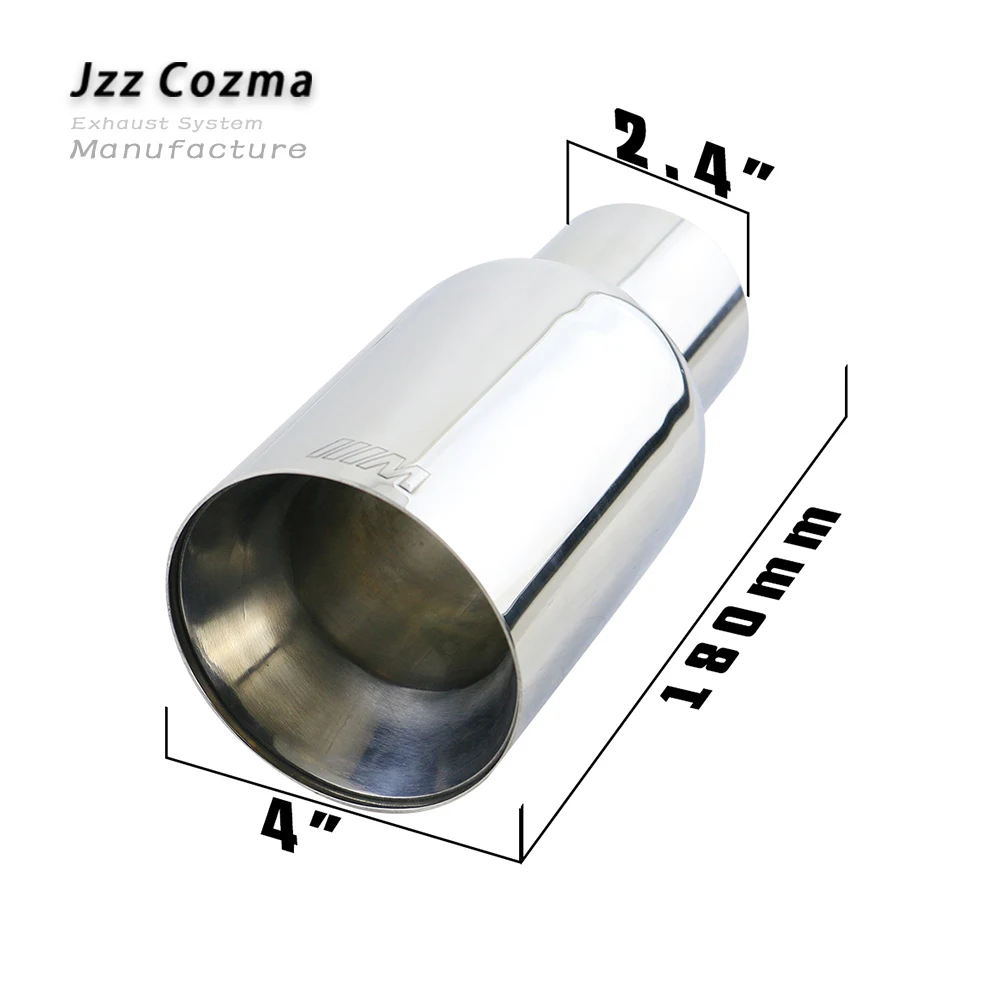 Jzz Универсальный " Хромированная выхлопная труба автомобиля из нержавеющей стали выхлопные наконечники свернутые Двойные розетки Наклонный глушитель труба - Цвет: DW2017f-BW