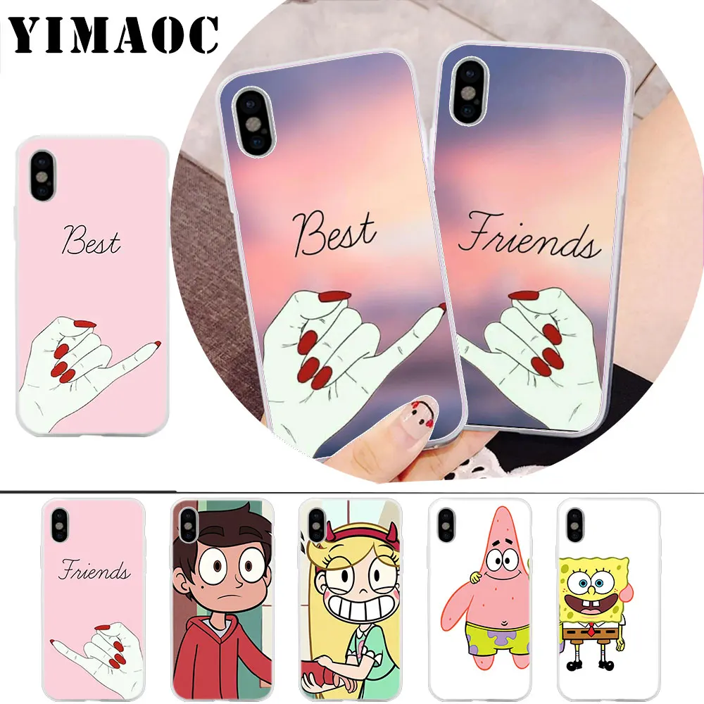 

YIMAOC best friend forever lovers Soft Silicone Case for iPhone X r s Xr Xs Max 8 7 6S 6 Plus 5 5s SE