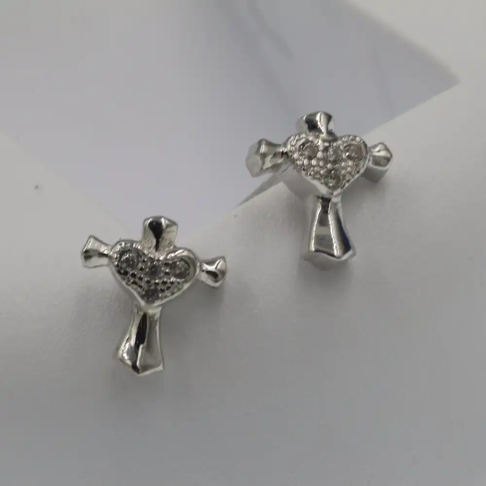 Бесплатная доставка ювелирные изделия Настоящее серебро 925 пробы любовь сережки-крестики любовь Новая инкрустация циркон крест серебряные серьги