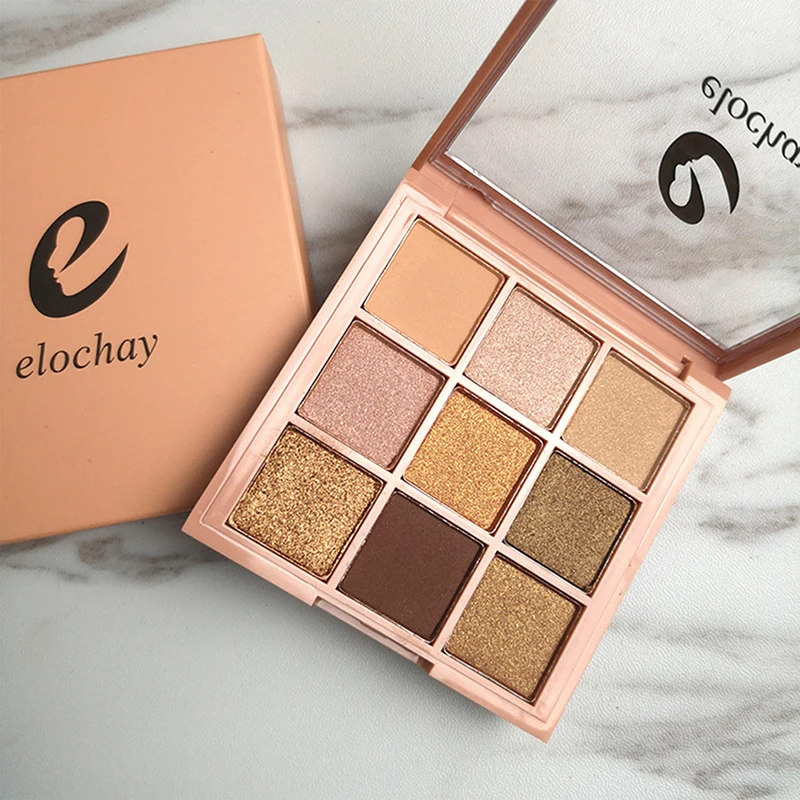 

Eyeshadow Palette Makeup Cosmetics Diamond Glitter Metallic 9 Color Nude Creamy Pigmented Professional Mini Shadow Beauty Glazed