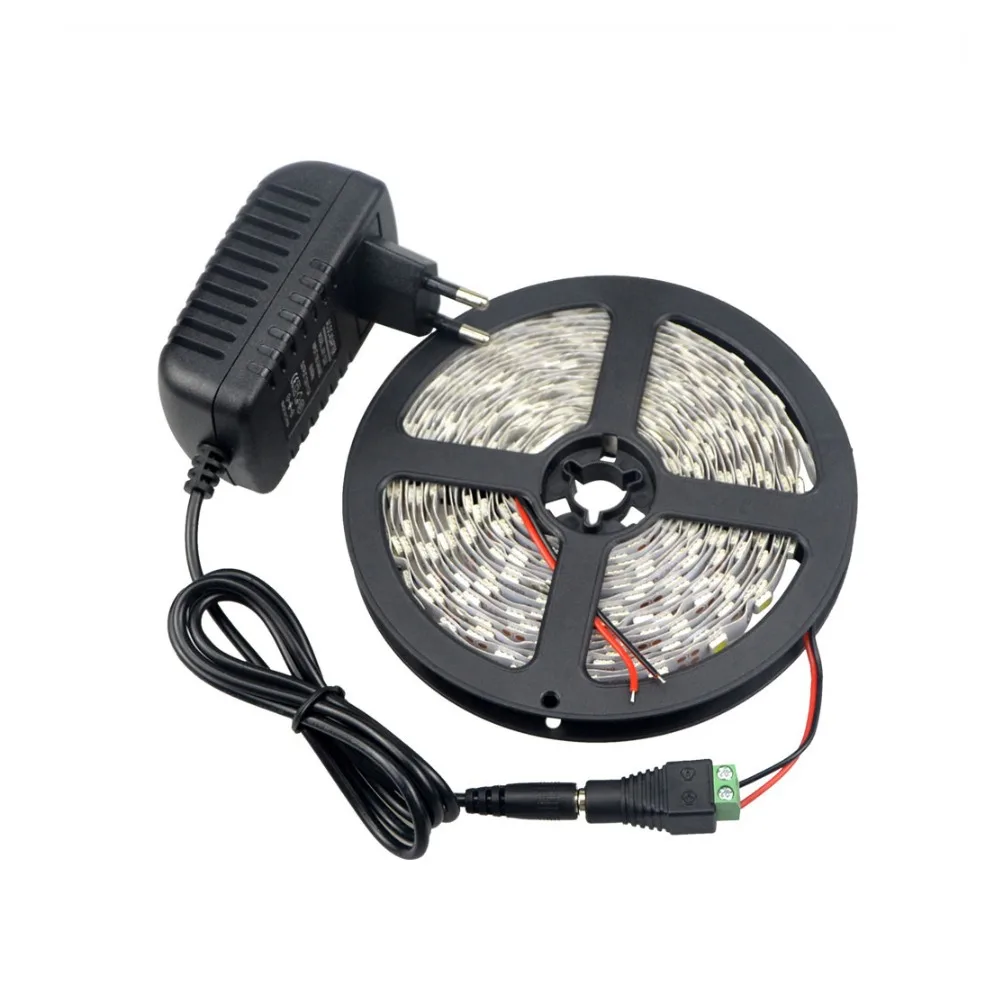 

5M DC 12V 5630 SMD LED Strip light String Ribbon lamp Flexible tape 3A EU adapter More Bright Than 2835 5050 strip light