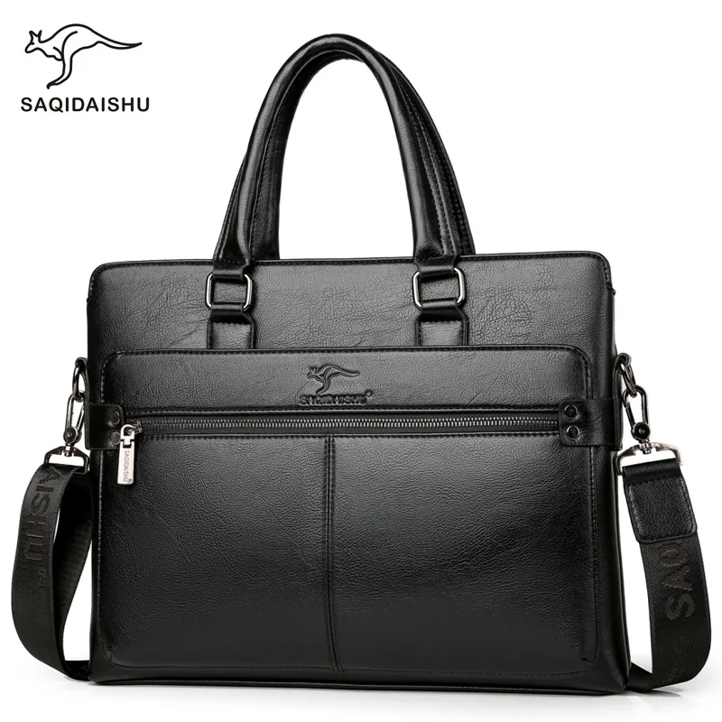 Мужской кожаный портфель PU материал 14 дюймов Мужская сумка через плечо для мужчин сумки через плечо 2019 Мода Бизнес портфель сумка