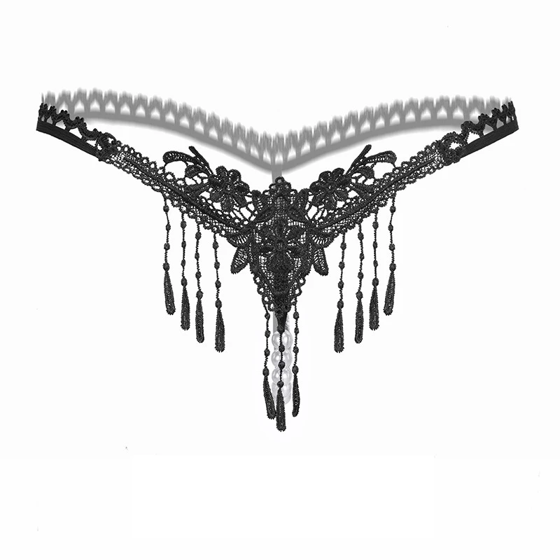 

Barely-there and so hot! g-string panty has the most amazing fit with imitation pearl and a stylish design of sexy tassel front