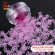 TCT-053 полый в форме звезды 6 мм 12 различных цветов Блеск для украшения дизайна ногтей макияж лицевой фильтр гель для ногтей DIY украшения