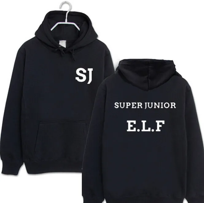 Новое поступление, kpop super junior sj elf, черные толстовки для фанатов, повседневный пуловер, свитшоты для мужчин и женщин, polerones