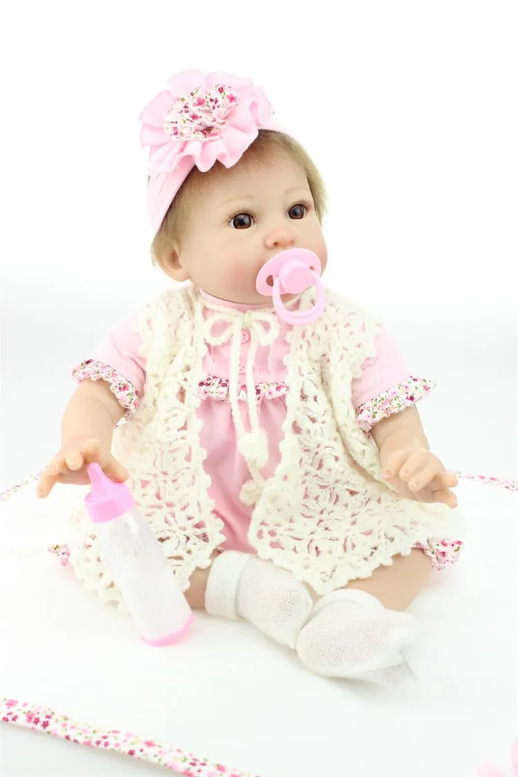 

New Arrival 22 inch/ 55cm Handmade Silicone Reborn Baby Doll Soft Touch Lifelike newborn baby alive boneca kids gifts