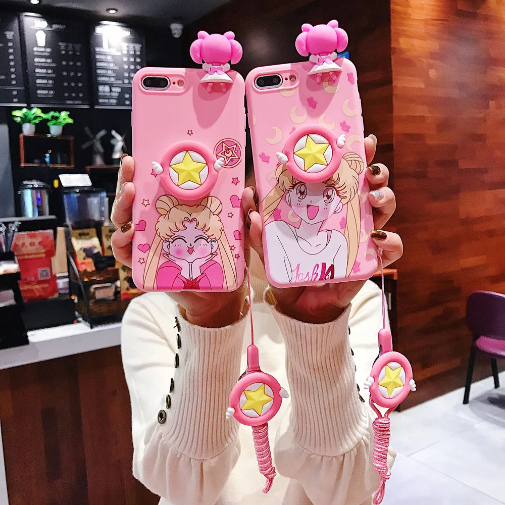 

Anime Buper Beautiful Girl Stitch bracket Silicone cover case for iphone 6S 7 8 plus X XS XR Max Cute Cartoon Soft phone coque