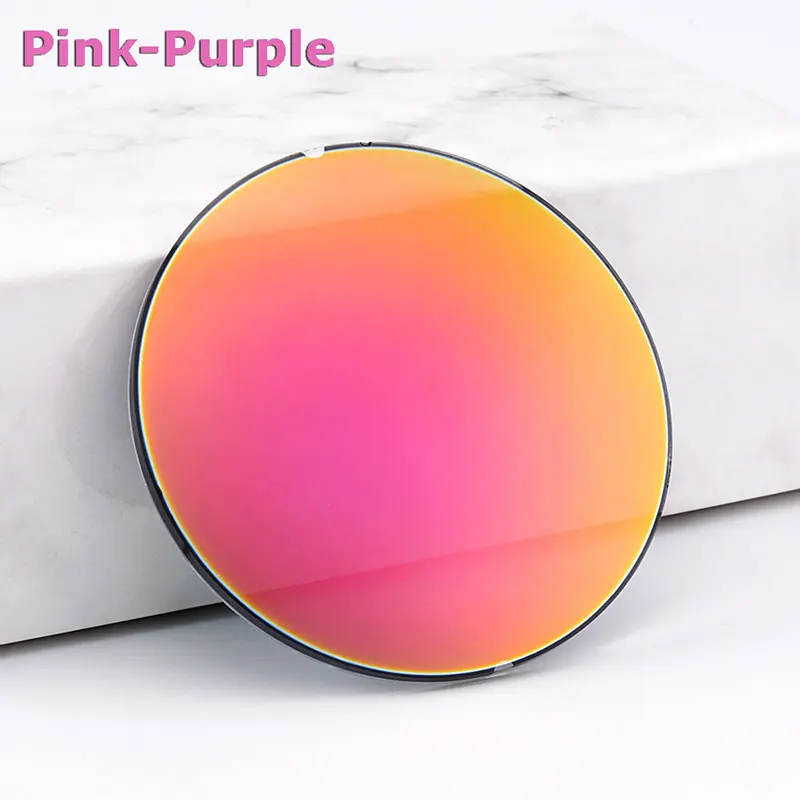 1,61 одно видение зеркальные цветные Линзы для очков SPH-9,00~ 0 CYL Оптические солнцезащитные очки с линзами высокого качества диаметр линз 75 мм - Цвет линз: Pink Purple