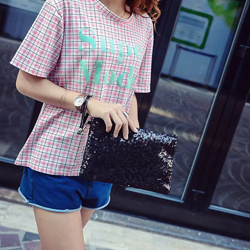 

Fashion Women Clutch Bags PU Leather Purse Sequins Decoration Evening Party Ladies Clutches Handbag Envelope Bag WML99