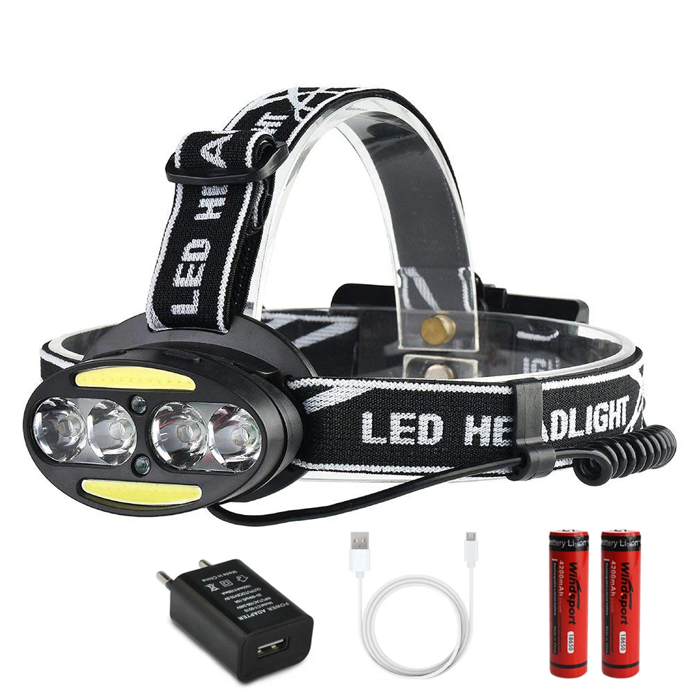 

Head Lamp USB Headlamp 2504 Waterproof Outdoor Lighting Head Light Rechargeable 18650 Battery Led Bulbs For Camping Hunting