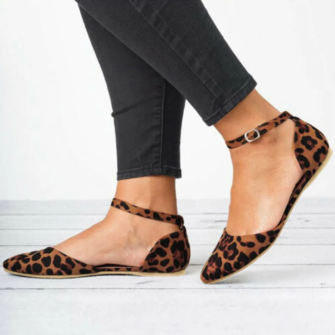 

LASPERAL Spring Loafers Solid Square Toe Ballet Flats Casual Slip Shoes Woman Comfort Women Shallow Flat Leather Leopard Shoes