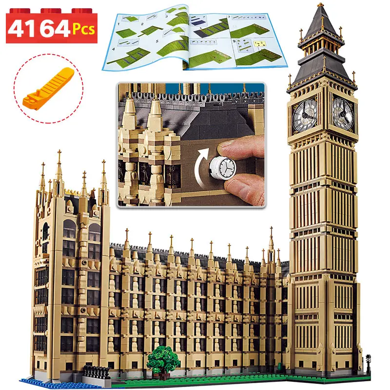 

Street View Series Large Building Blocks World Famous Architecture Big Ben in London Compatible LegoINGlys City Technic 4164 Pcs