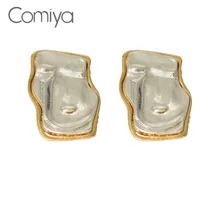 Серьги-гвоздики Comiya, золотистый, серебристый цветной цинк, сплав, квадратная, корейская бижутерия, геометрическая форма, индийская серьга бижутерия Brincos