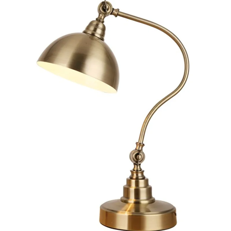 Простая бронзовая настольная лампа в скандинавском стиле, прикроватная лампа для спальни, гостиной, кабинета, настольная лампа, светильник