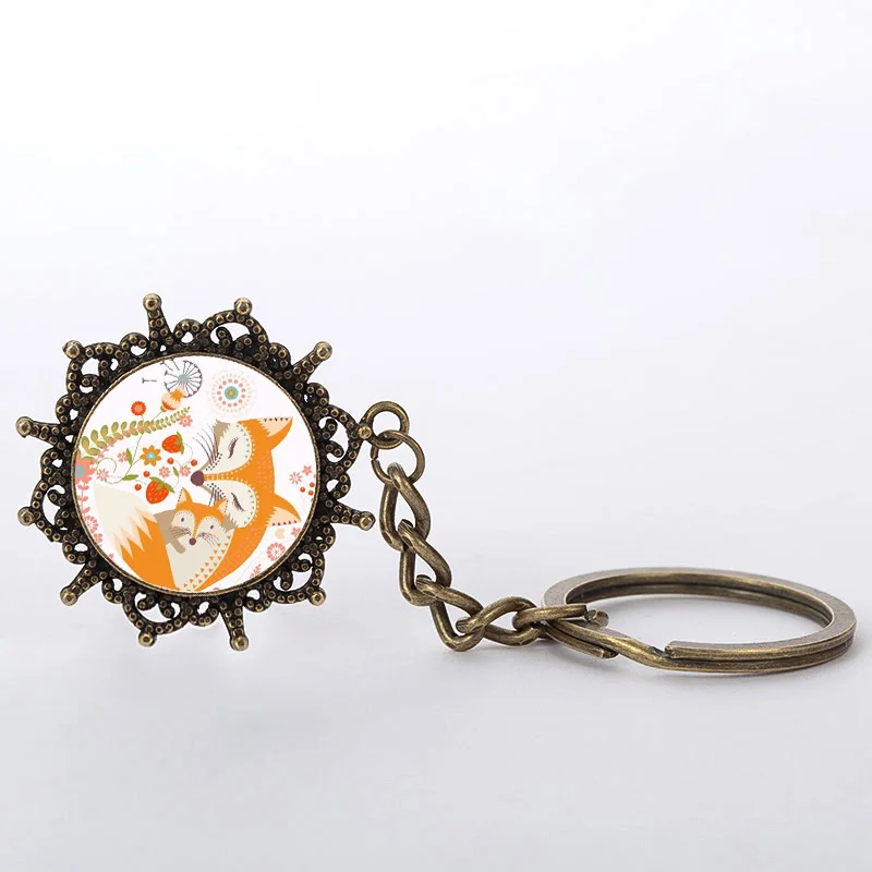 2017 New Cartoon Fox Key Chain Cute Animal Fox Pendant Key Chain Ring