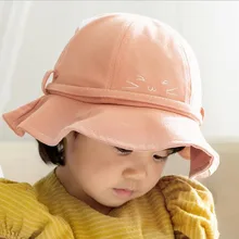 Панама Baby Панама для девочек летние детские кепки в стиле хип-хоп весна лето Харадзюку кошка вышивка шляпы для рыбалки подарок