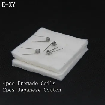 

E-XY 4pcs Premade Coils + 2pcs Japanese Cotton Electronic Cigarette DIY RDA Atomizer Wick Wire Coil Resistance Heating Wire