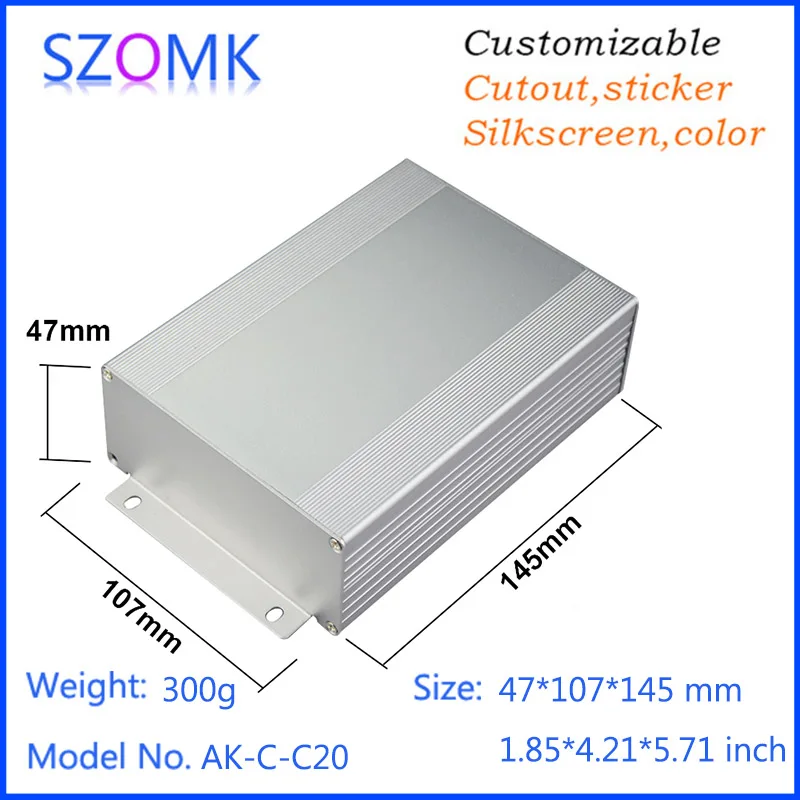 

10 pcs, 47*107*145mm szomk wall mounting instrument control box aluminum junction box aluminum enclosure for electronics pcb box