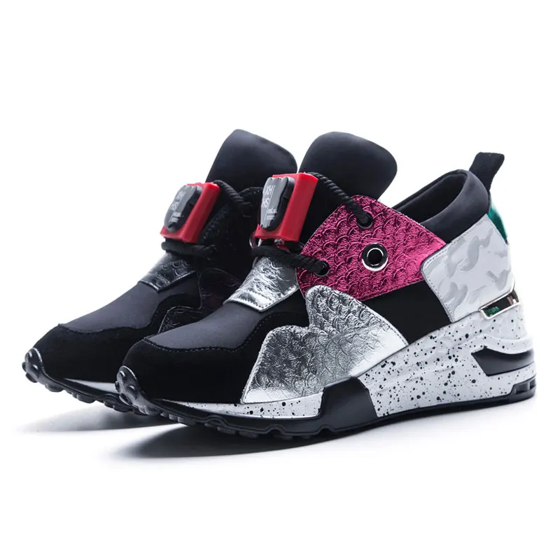 Black Causalité Femmes Fanyuan Cuir Couleur Automne Dentelle Up Plates Daim De caise Mélangée En Vache Chaussures Lady Sneaker j4AL3R5