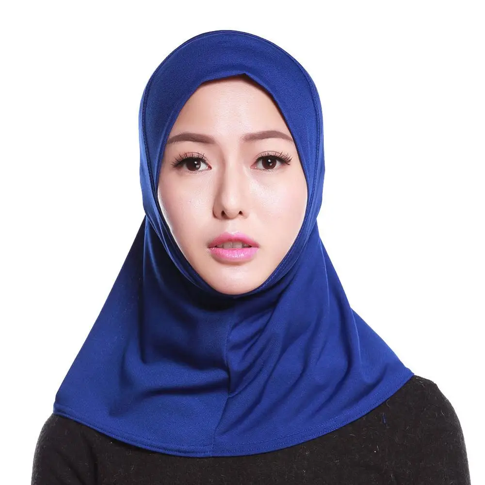 Женский мусульманский мини шарф Мусульманский Хиджаб Шапки хиджаб шапка Твердые хиджабы для женщин мусульманский исламский шарф шарфы - Цвет: blue