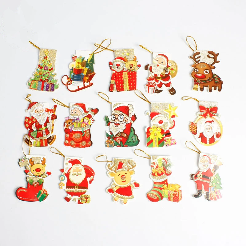 

240pcs Mix 8.5*6cm Christmas Cards Christmas Tree Decoration Hanging New Year Thanks greeting card New Year Home Decoration