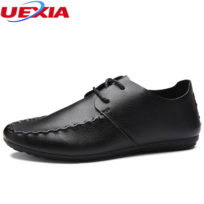 

UEXIA High Top Comfortable Casual Driving Shoes Lace-Up Men Shoes Soft Leather Breathable Fashion Flats Loafers Round Footwear