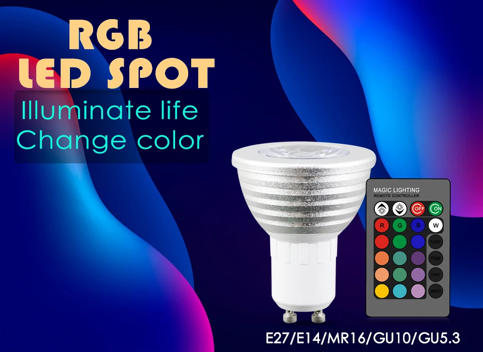 GU10 16 Цвет волшебный светодиодный rgb свет лампы ИК удаленного Управление Меняющие цвет лампочки AC85-265V праздник памяти прожектор + 24key витрина
