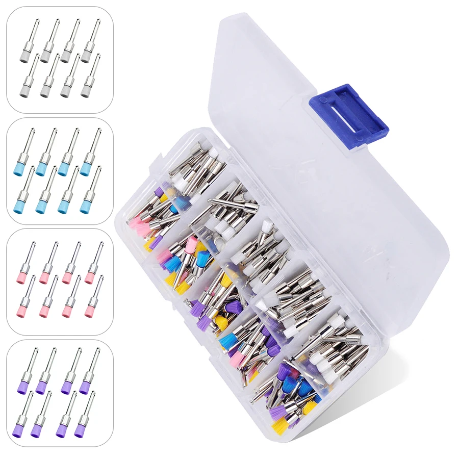 

200pcs Dental Nylon Latch Flat Polishing Polisher Prophy White/Colorful Brush