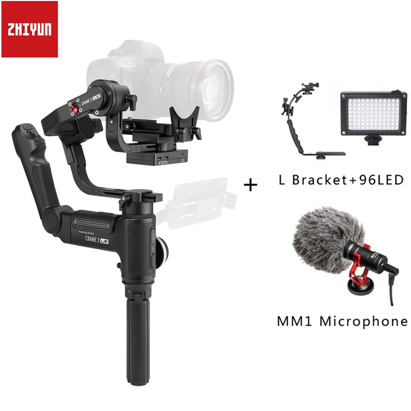 ZHIYUN Crane 3 LAB 3-осевой беспроводной стабилизатор передачи изображения ViaTouch управление Ручной Стабилизатор для DSLR камеры стабилизатор - Цвет: crane 3 w mm1 led L