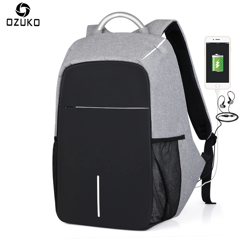 

2018 OZUKO New Anti-thief USB Charging 15.6inch Laptop Backpack Women Men Business Backpack Casual Travel Student School Bags