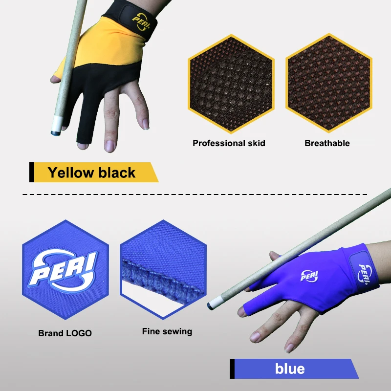 

PERI Pool Cue Gloves Three-finger Mitts Non-slip Left-handed Comfortable Professional Billiard Accessories 2019